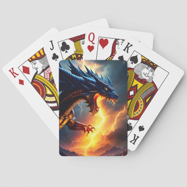 Dragon Fire Lightning Fight Two Playing Cards (Back)