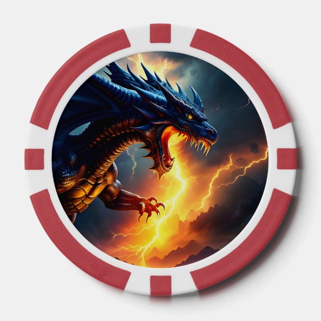 Dragon Fire Lightning Fight Two Poker Chips (Front)