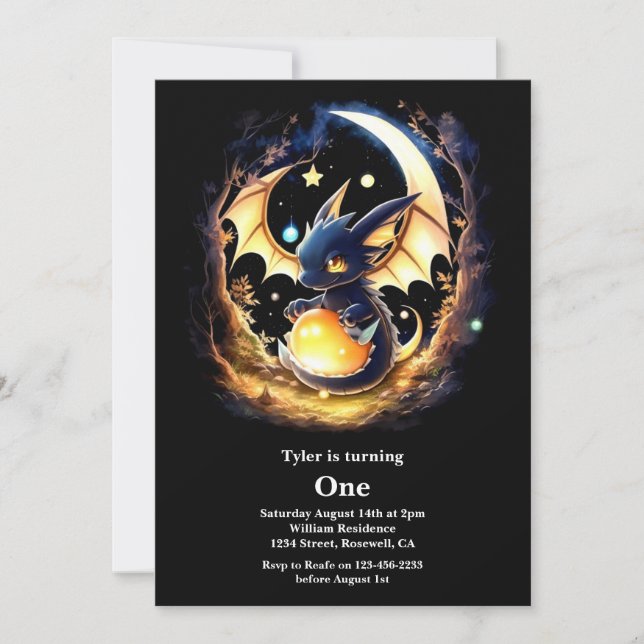Dragon First Birthday Invitation (Front)