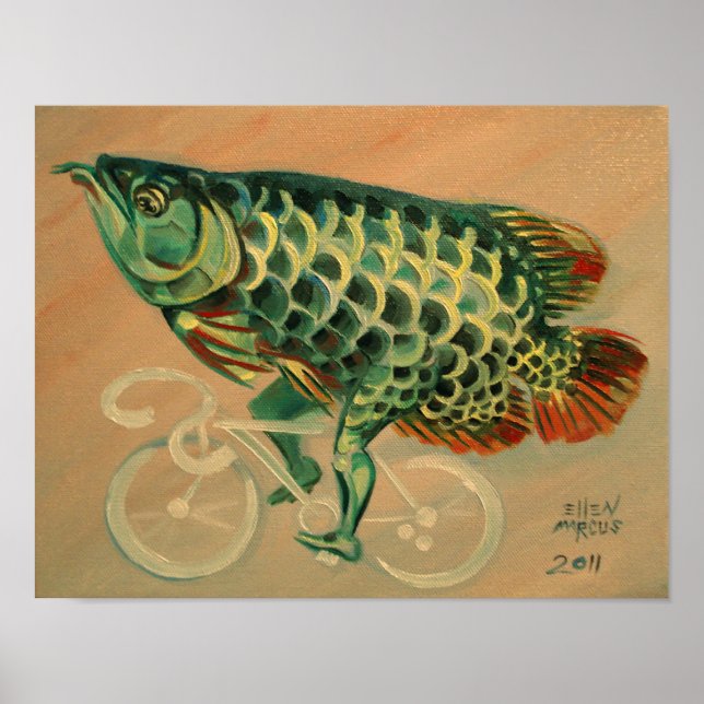 Dragon Fish on a Bicycle Poster (Front)