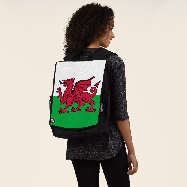 Dragon Flag of Wales, Celtic Welsh National Flag Backpack (Worn)
