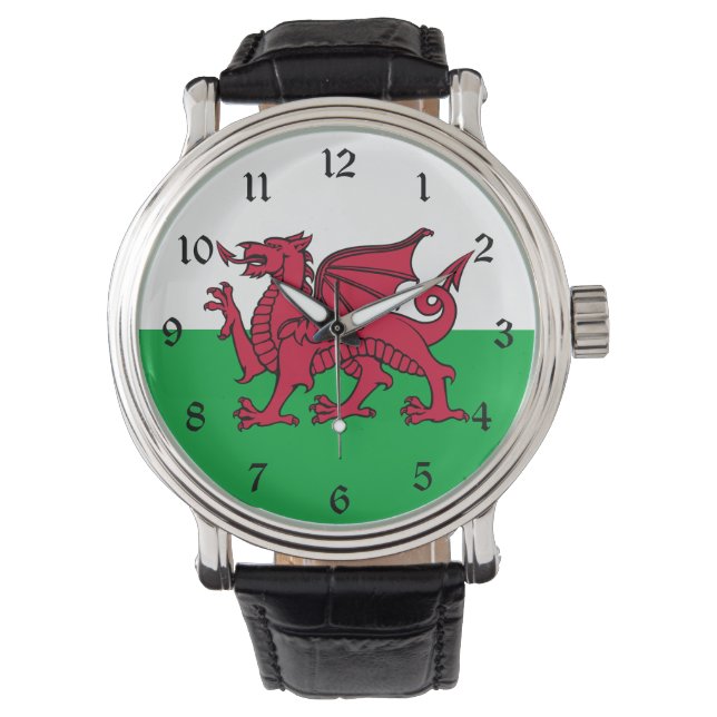 Dragon Flag of Wales, Celtic Welsh National Flag Watch (Front)