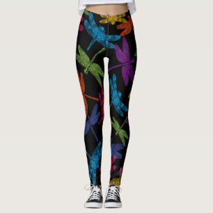 dragon flies in different colours and shades leggings