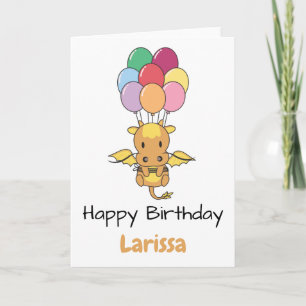 Dragon Flies Up With Colourful Balloons Card