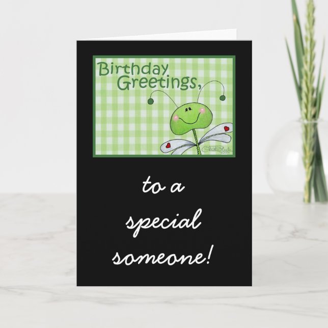 Dragon Fly Birthday personalise Card (Front)