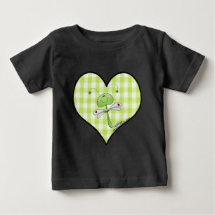 Dragon Fly in green gingham heart Baby T-Shirt