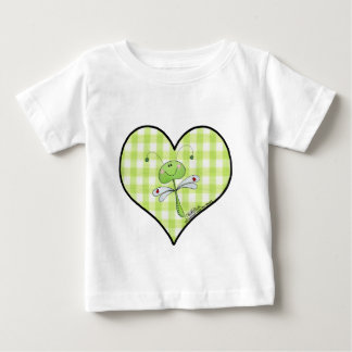 Dragon Fly in green gingham heart Baby T-Shirt