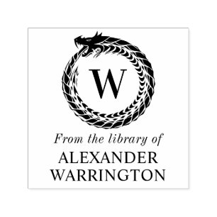 Dragon Frame Library Book Name Initial Monogram Self-inking Stamp