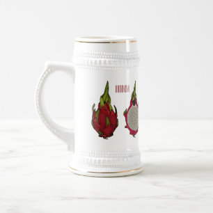 Dragon fruit cartoon illustration beer stein