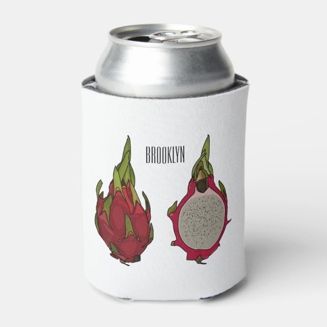 Dragon fruit cartoon illustration  can cooler (Can Front)
