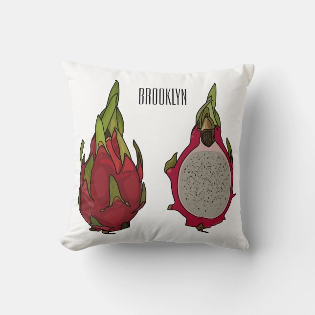 Dragon fruit cartoon illustration cushion (Front)