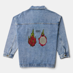Dragon fruit cartoon illustration denim jacket