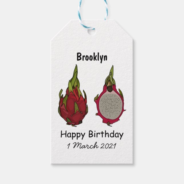 Dragon fruit cartoon illustration gift tags (Front)