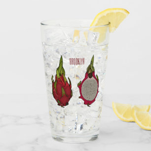Dragon fruit cartoon illustration glass