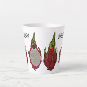 Dragon fruit cartoon illustration latte mug