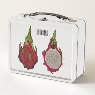 Dragon fruit cartoon illustration  metal lunch box
