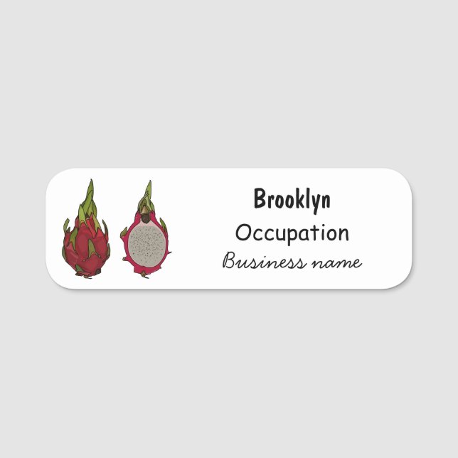 Dragon fruit cartoon illustration name tag (Front)