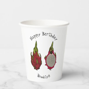 Dragon fruit cartoon illustration paper cups