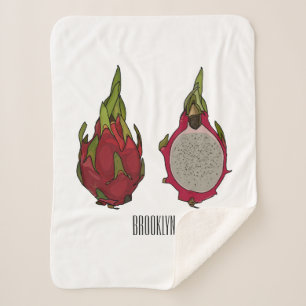 Dragon fruit cartoon illustration sherpa blanket