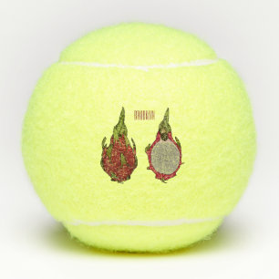 Dragon fruit cartoon illustration tennis balls