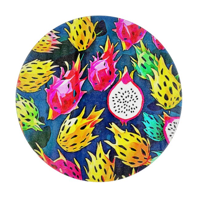 Dragon Fruit Pattern Art Cutting Board (Front)