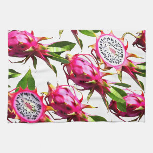 Dragon fruit pattern tea towel