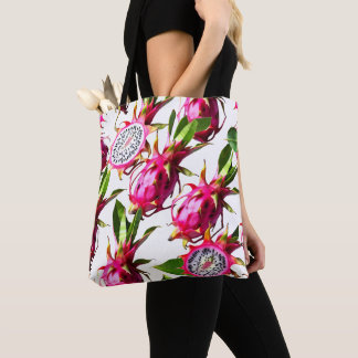 Dragon fruit pattern tote bag