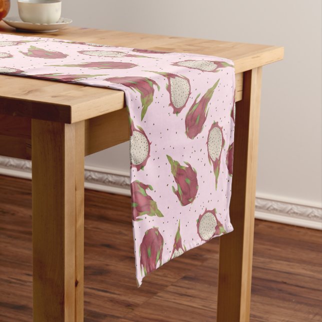 Dragon Fruit Pattern Tropical Pitaya Exotic Cute  Medium Table Runner (In Situ)