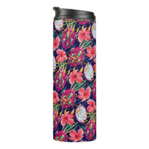 Dragon Fruit Tropical Floral Modern Green Palm Thermal Tumbler