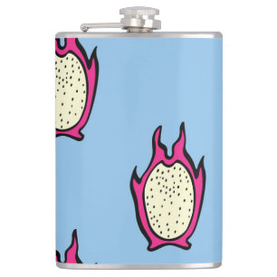 Dragon Fruit: Vintage Ink Drawing. Hip Flask