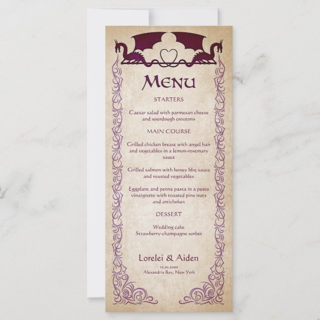 Dragon Gamer Fantasy Menu (Front)