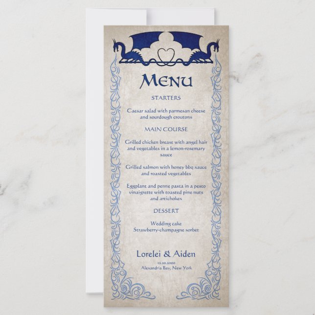 Dragon Gamer Fantasy Menu (Front)