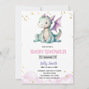 Dragon girl baby shower invitation