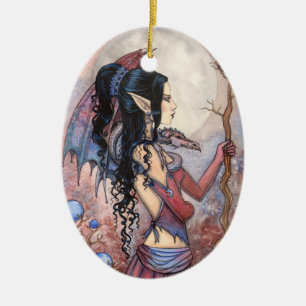Dragon Girl Fantasy Art Ornament