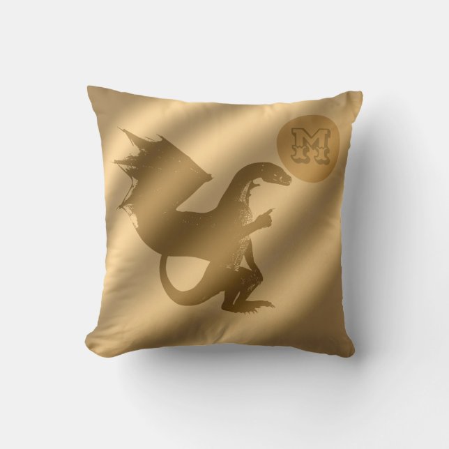 Dragon Gold Luxury Monogram Cushion (Front)