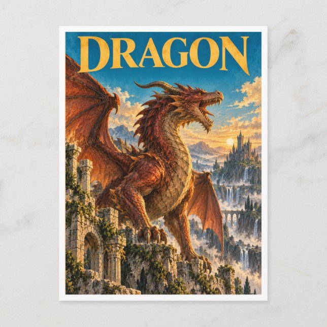 Dragon, Gothic Fantasy Monster Postcard (Front)