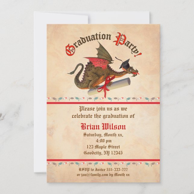 Dragon Graduation Celebration Invitation (Front)