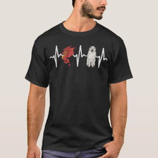 Dragon Great Pyrenee Heartbeat Dog Lover  T-Shirt