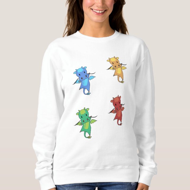 Dragon Green Red Blue Fairy Tale Cute Animals For Sweatshirt (Front)