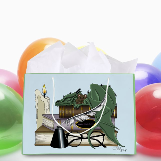 Dragon Green Sleeping Books Large Gift Bag (Creator Uploaded)