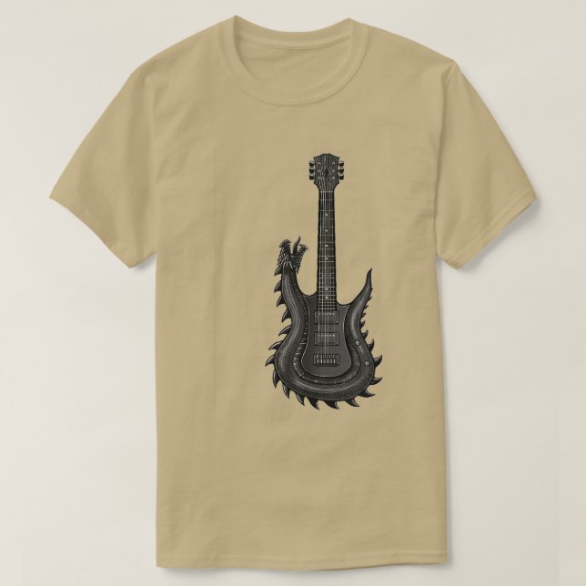 Dragon Guitar s With Electric Guitar Rock N Roll B T-Shirt (Design Front)