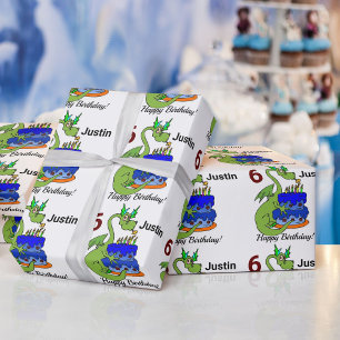 Dragon Happy Birthday Boy's Personalise Gift Wrapping Paper