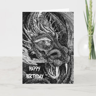Dragon 'Happy Birthday' greetings card front text
