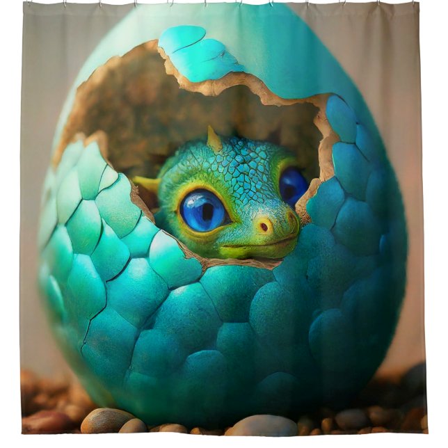 Dragon Hatching Shower Curtain (Front)