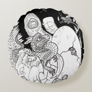 Dragon Hatchlings Round Cushion