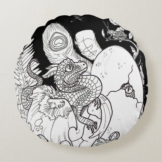 Dragon Hatchlings Round Cushion (Front)