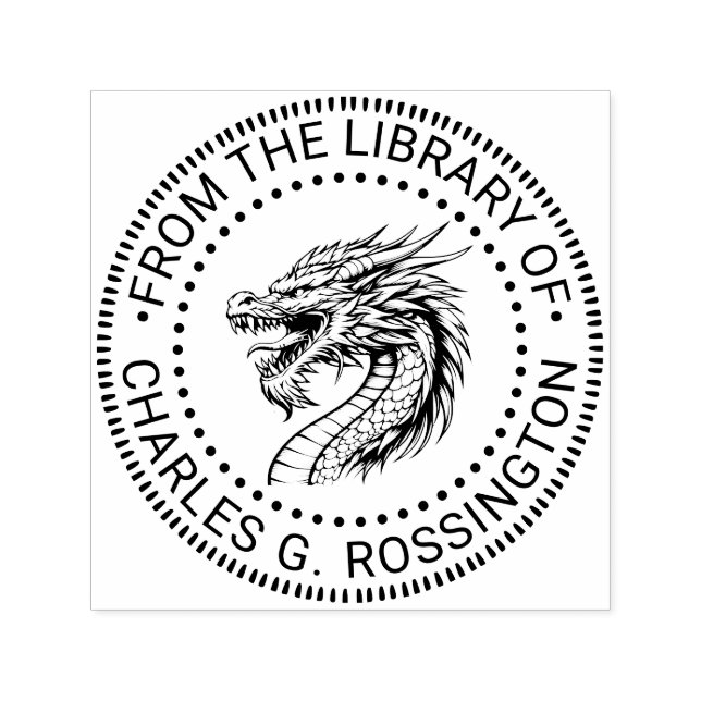 Dragon Head Drawing Library Book Name Self-inking Stamp (Design)