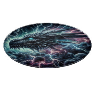 Dragon Head in a Thunderstorm with Lightning Cutting Board
