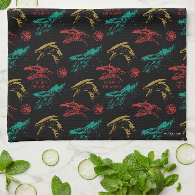Dragon Head Pattern Tea Towel (Folded)