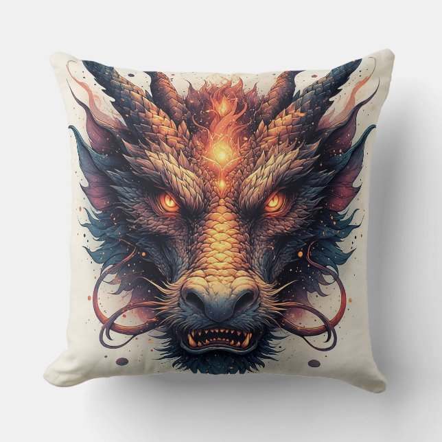 Dragon Head With Fierce Eyes Cushion (Front)
